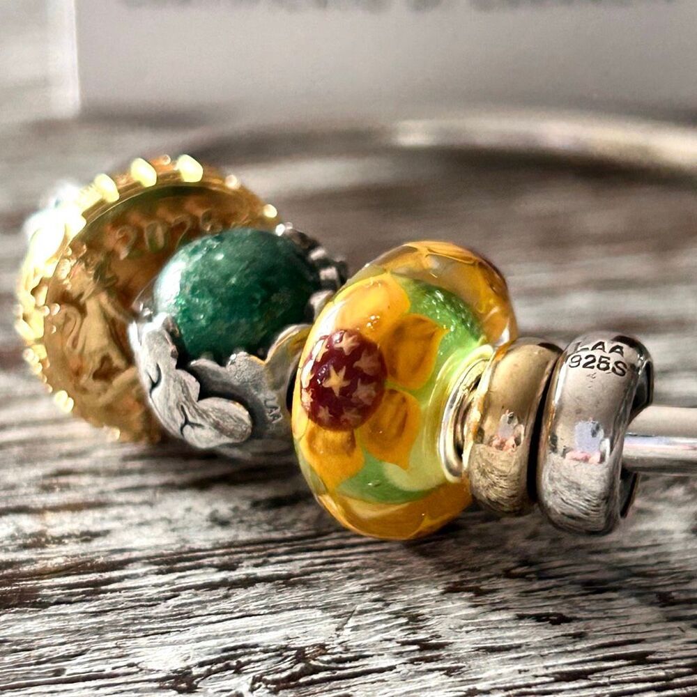TROLLBEADS Field of Sunflowers, an Italy Exclusive Country Bead, NEW! LAA 925S - Picture 2 of 8